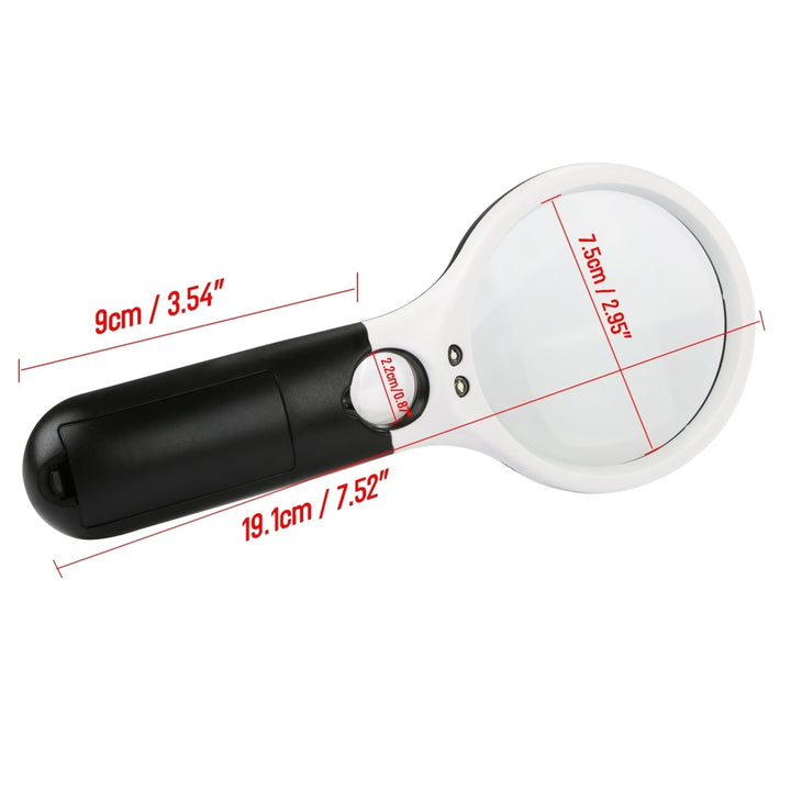 LED Magnifying Glass 45X 3X Handheld with 3 LED Lights Scratch Resistant Lens Image 3