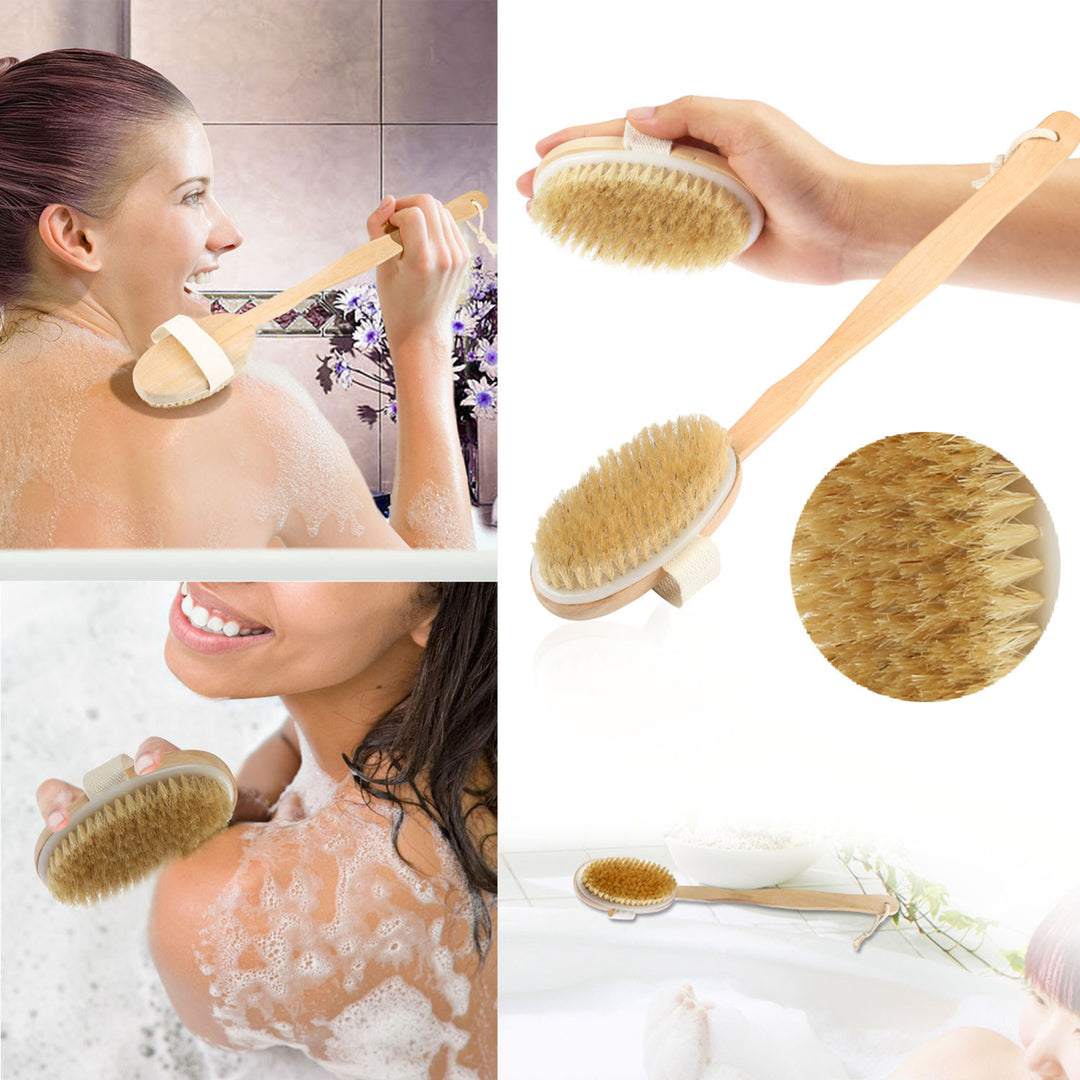 Bath Brush 15in Shower Body Back Scrubber with Long Handle Detachable Brush Image 6
