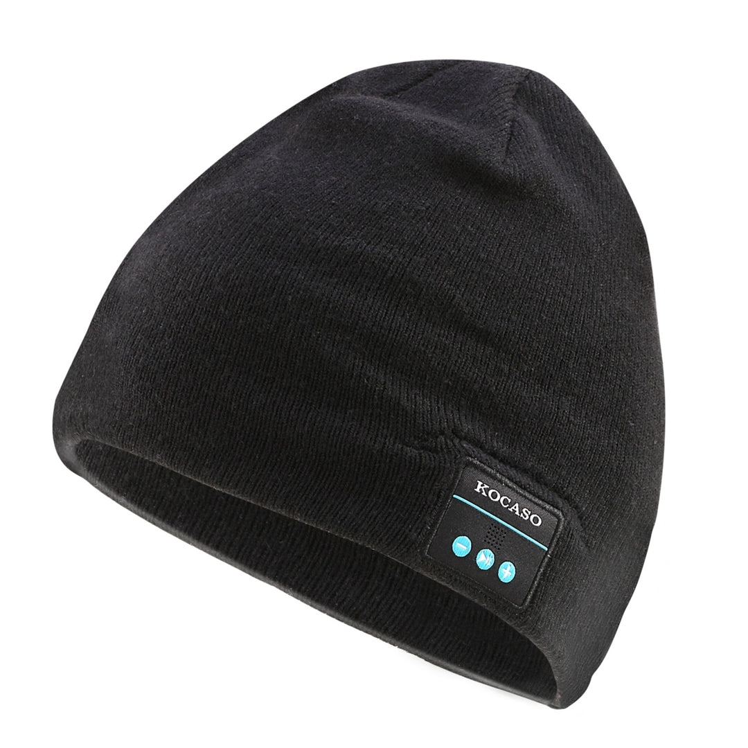 Wireless Beanie Headphone Hat Black Soft Knit V4.2 Bluetooth Noise Cancelling Image 1