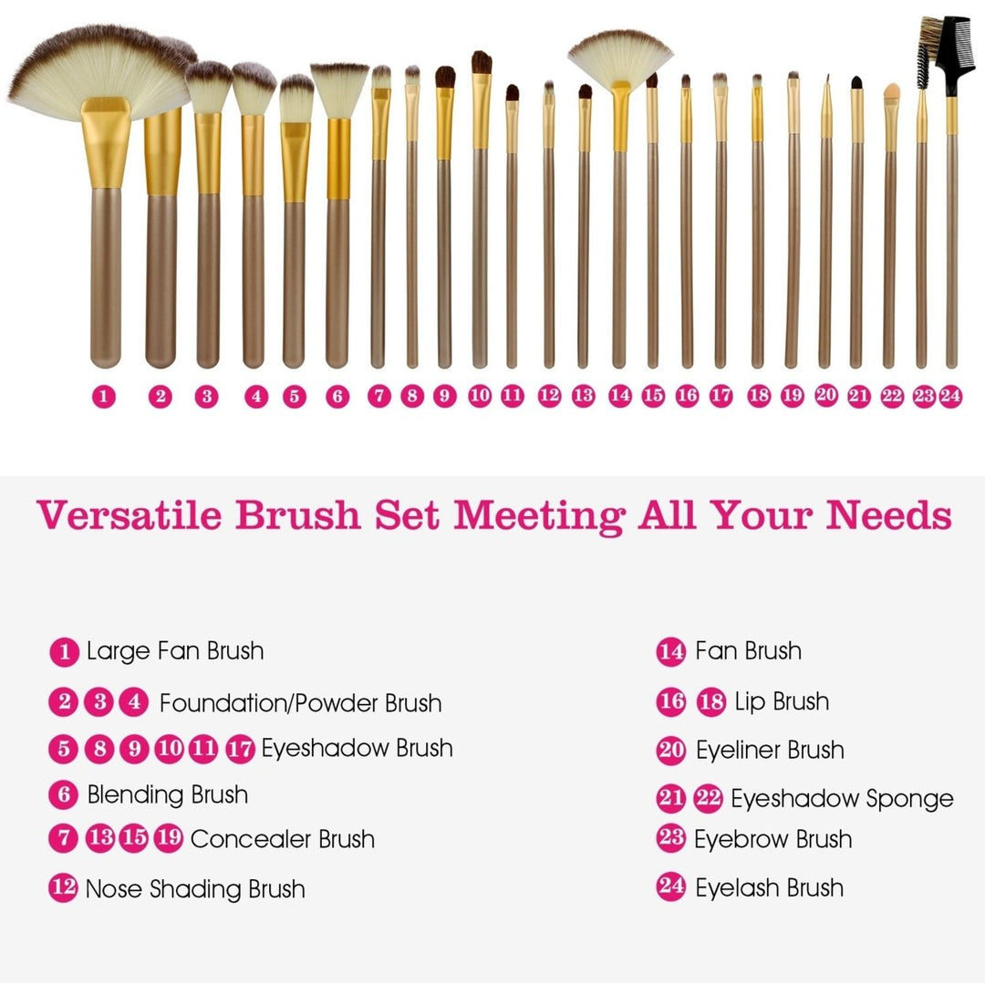 24Pcs Makeup Brushes Set Eye Shadows Face Foundation Brushes Cruelty-Free Image 2