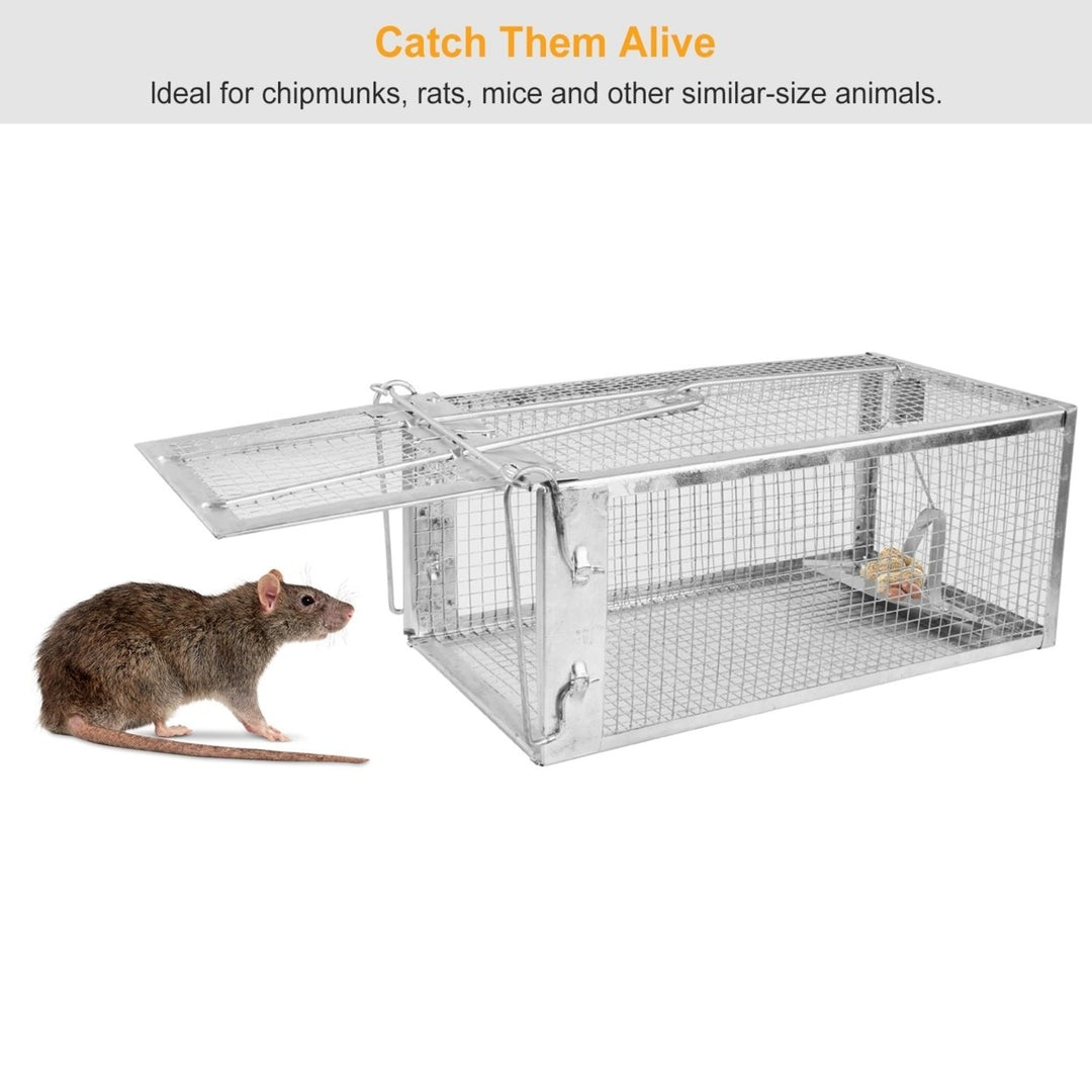 Humane Live Rat Trap Cage Galvanized Iron Mice Rodent Control 27x14x11cm Image 3