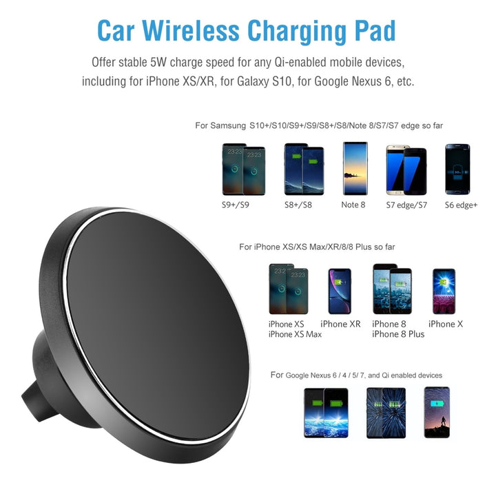 Qi Wireless Car Charger Magnetic Car Phone Charger 5W Charging Pad Air Vent Image 2