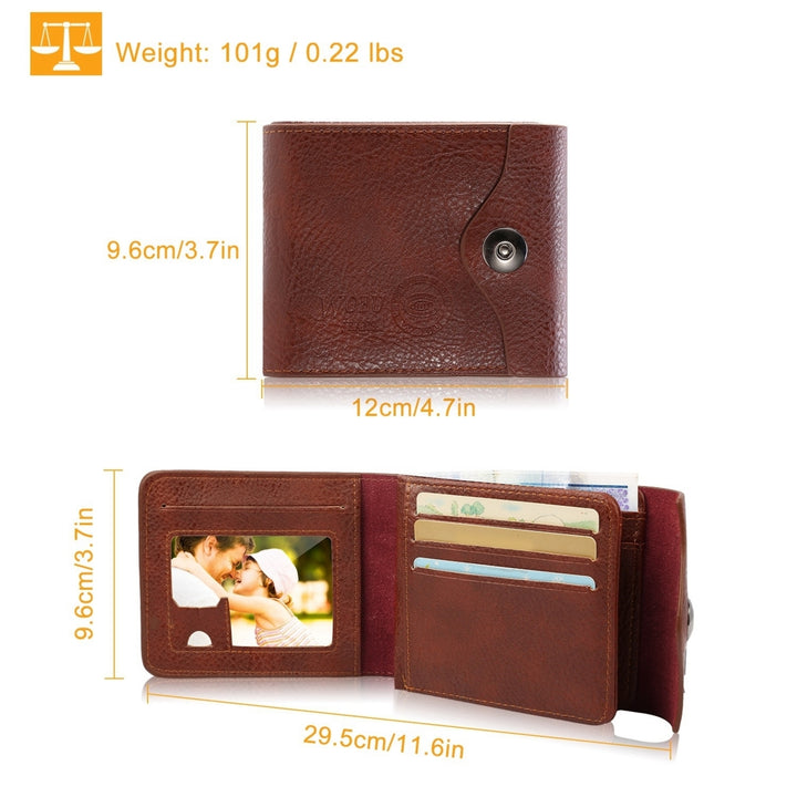 Mens Wallet PU Leather RFID Blocking Slim Bifold Case Brown Compact Card Holder Image 8