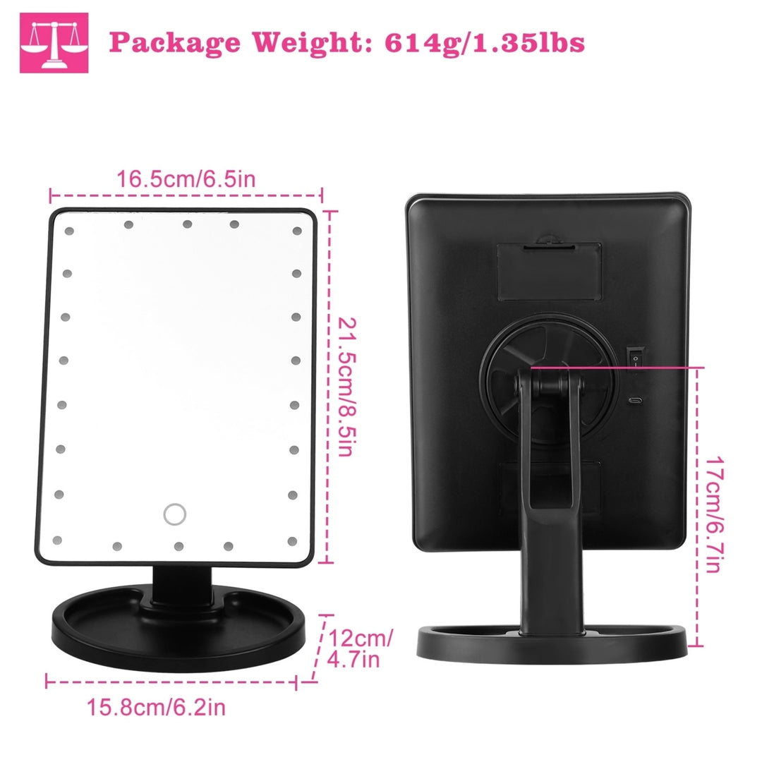 22 LED Lights Rechargeable Cosmetic Mirror 180 Degree Rotation Makeup Mirror Image 2