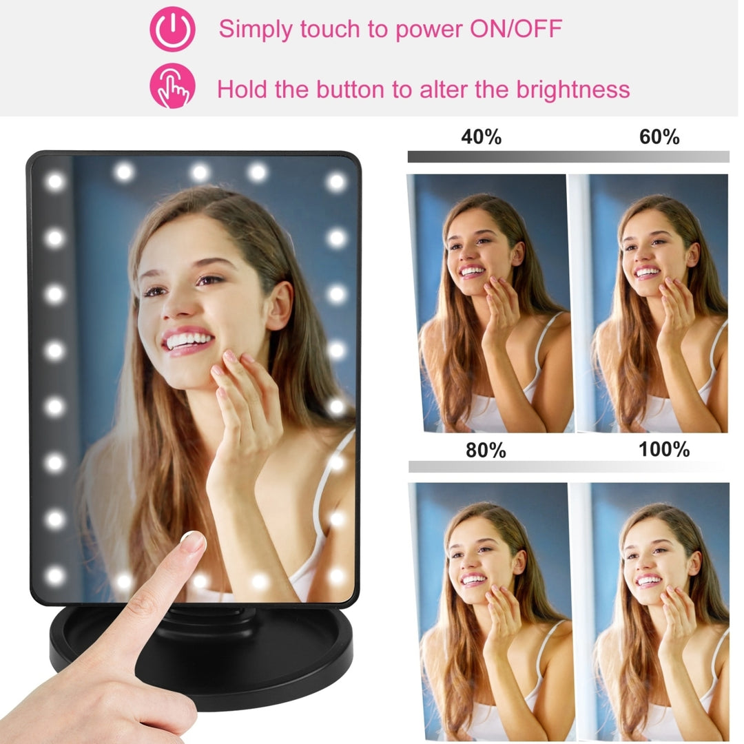 22 LED Lights Rechargeable Cosmetic Mirror 180 Degree Rotation Makeup Mirror Image 6
