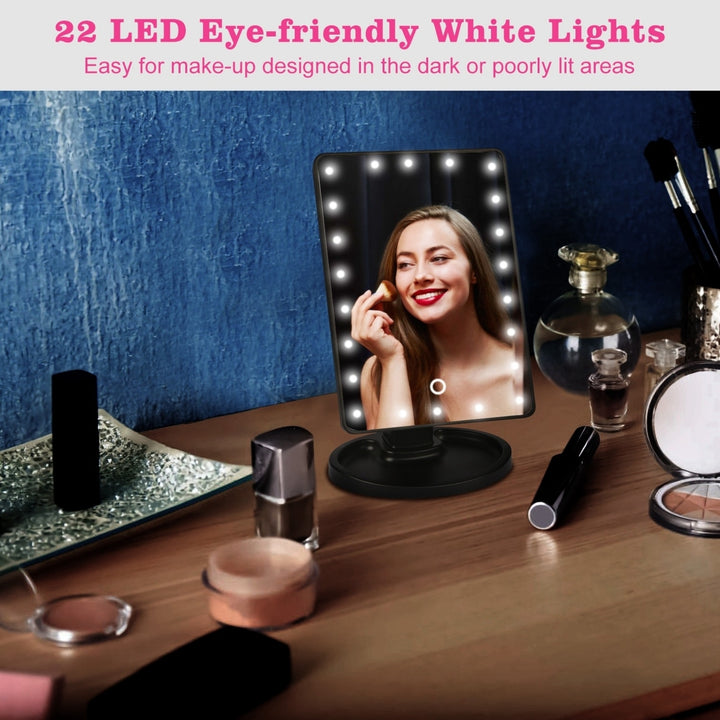 22 LED Lights Rechargeable Cosmetic Mirror 180 Degree Rotation Makeup Mirror Image 8