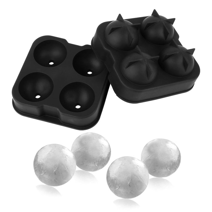 4-Ball Silicone Ice Mold Black FDA Approved 1.77in Sphere for Whiskey Bourbon Image 6