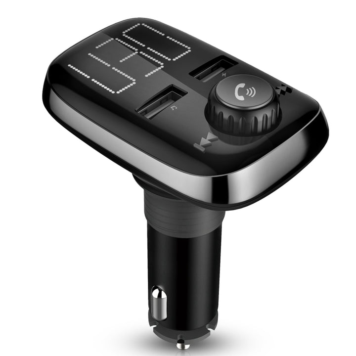 Car Wireless FM Transmitter Dual USB Charger Hands-Free Call MP3 Player Black Image 1