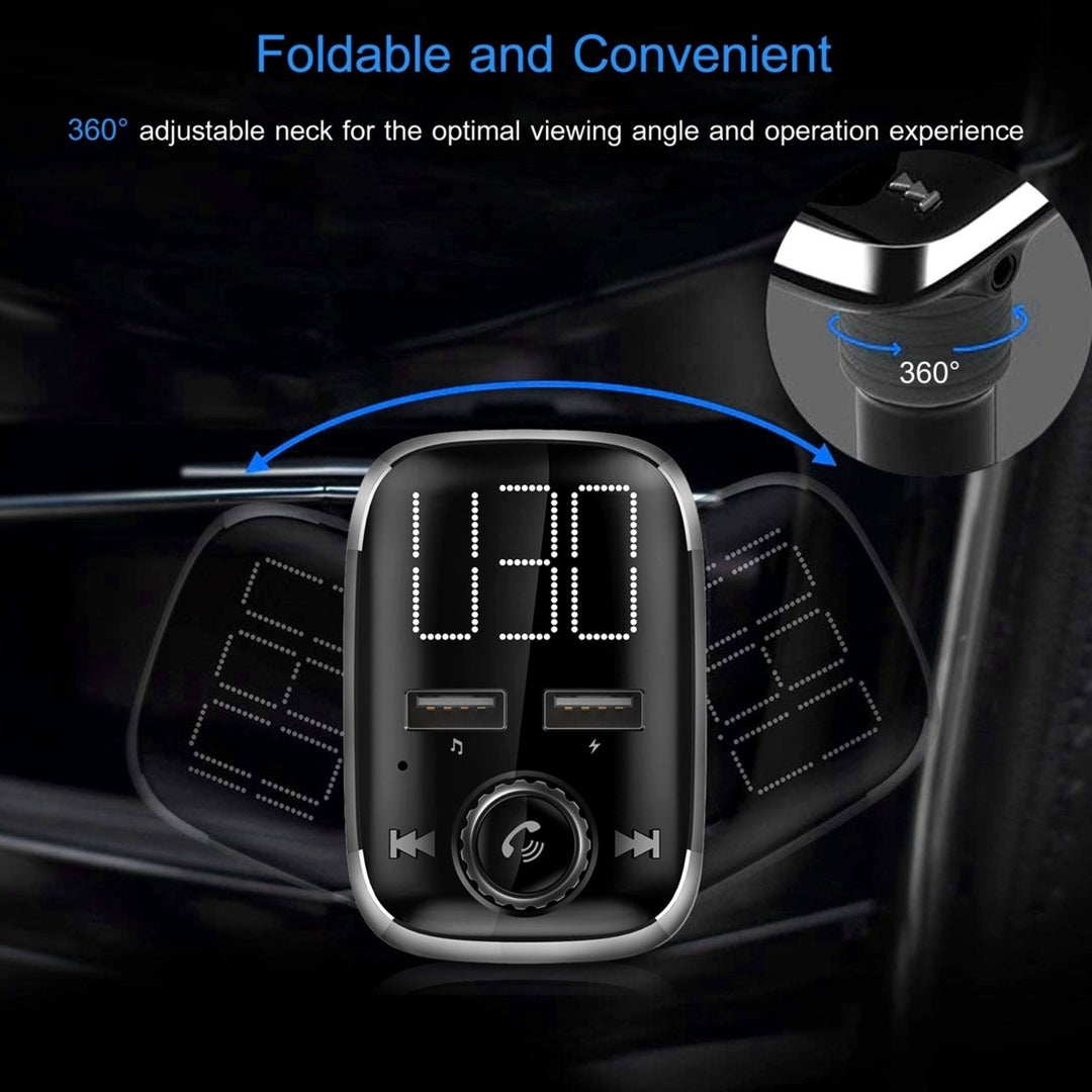 Car Wireless FM Transmitter Dual USB Charger Hands-Free Call MP3 Player Black Image 4