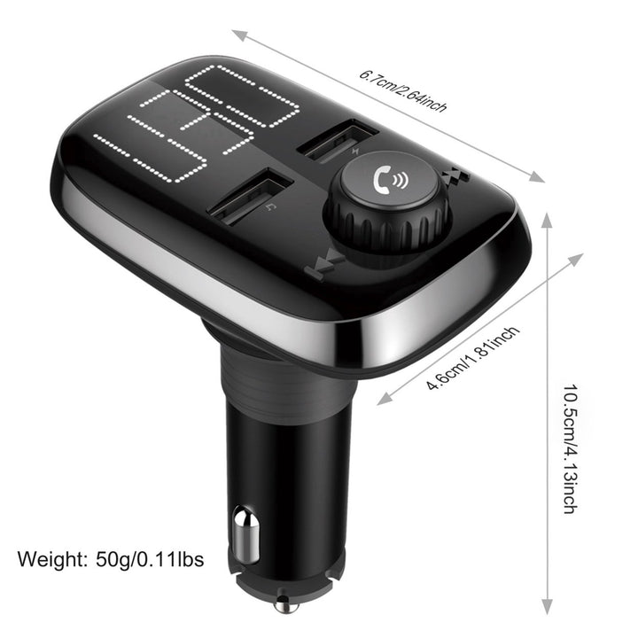 Car Wireless FM Transmitter Dual USB Charger Hands-Free Call MP3 Player Black Image 9