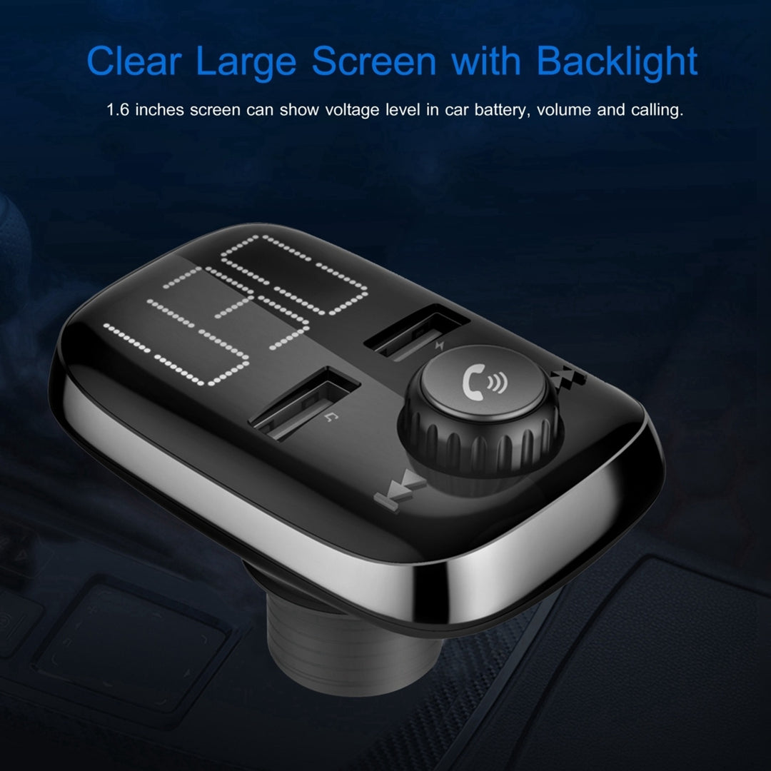 Car Wireless FM Transmitter Dual USB Charger Hands-Free Call MP3 Player Black Image 10