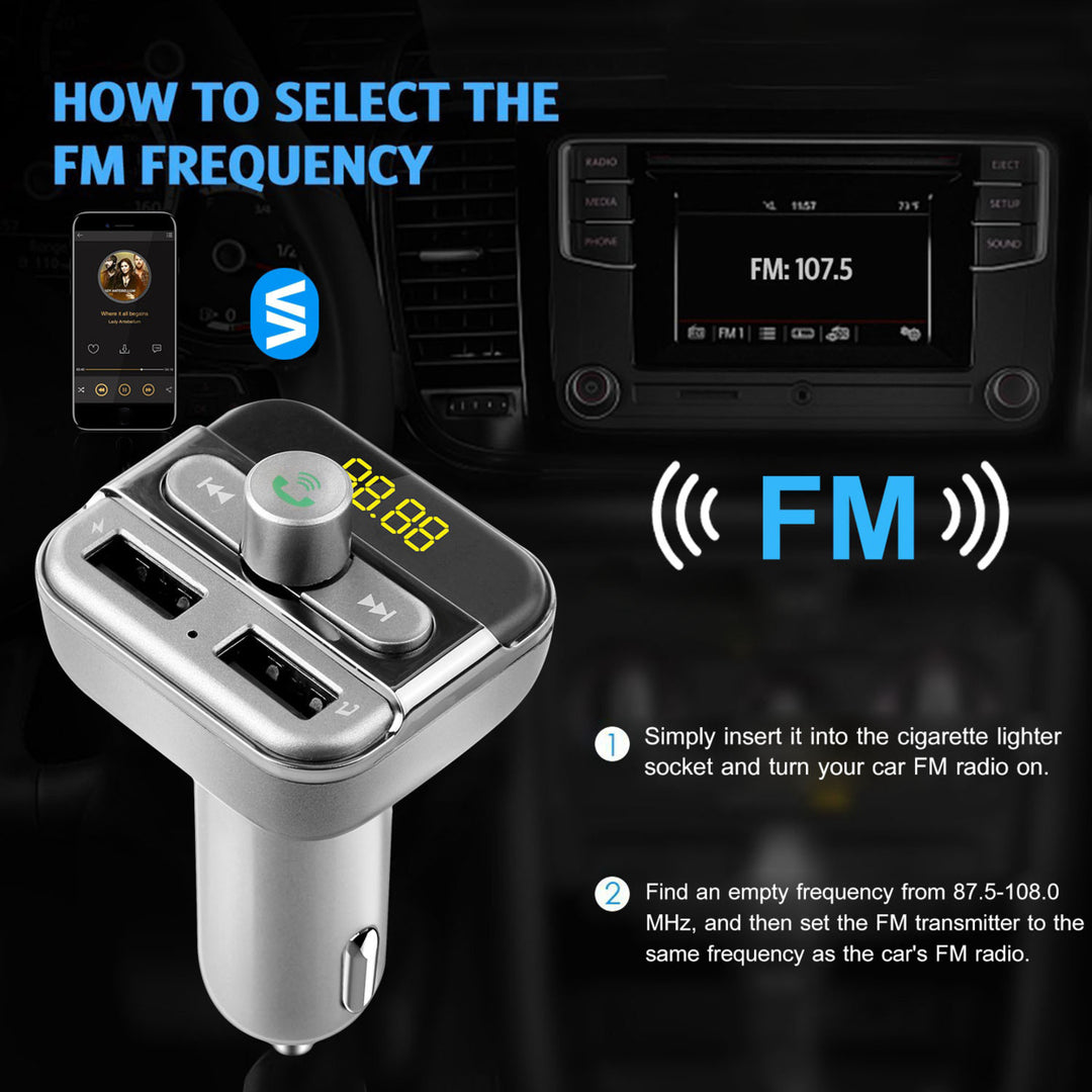Car Wireless FM Transmitter 3.4A Dual USB Charge Hands-free Call Car MP3 Player Image 6