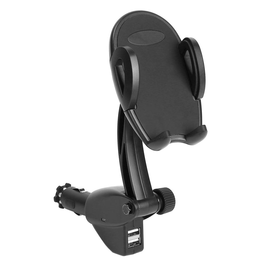 360 Degree Rotation Car Phone Mount 3.1A Dual USB Cigarette Lighter Image 1