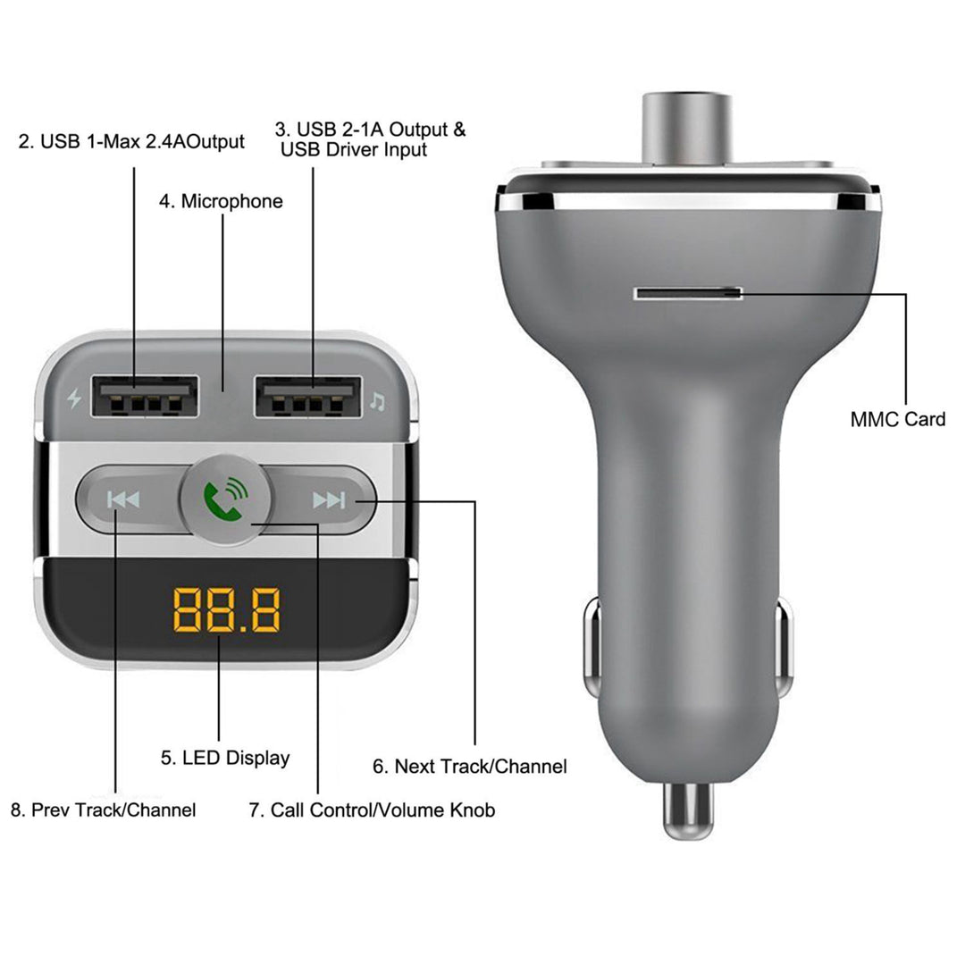 Car Wireless FM Transmitter 3.4A Dual USB Charge Hands-free Call Car MP3 Player Image 9