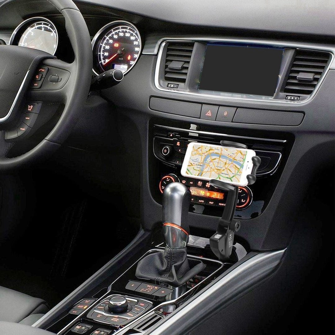 360 Degree Rotation Car Phone Mount 3.1A Dual USB Cigarette Lighter Image 6