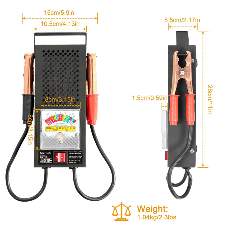 Battery Load Tester 6-12V 100A Heavy Duty Insulated Copper Portable Black Image 4