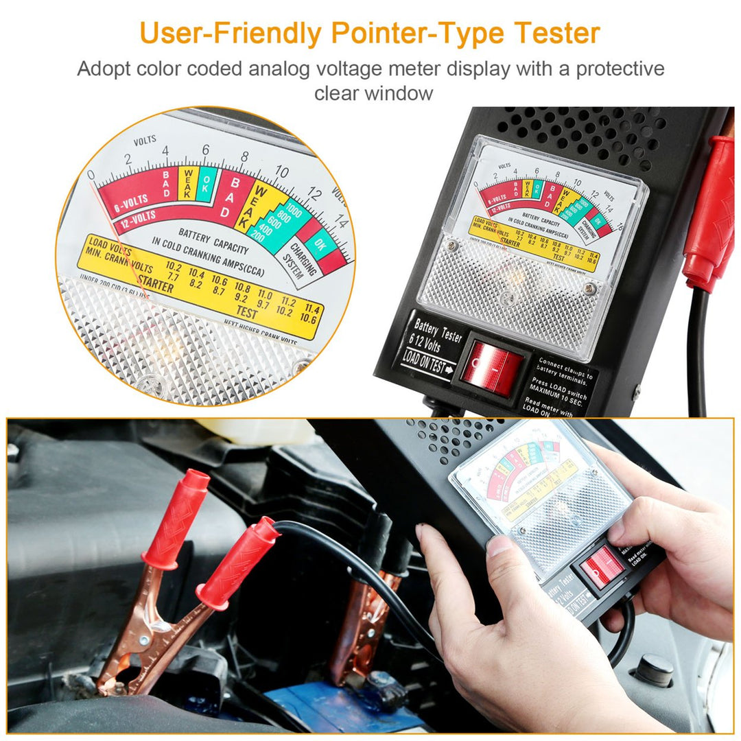 Battery Load Tester 6-12V 100A Heavy Duty Insulated Copper Portable Black Image 6