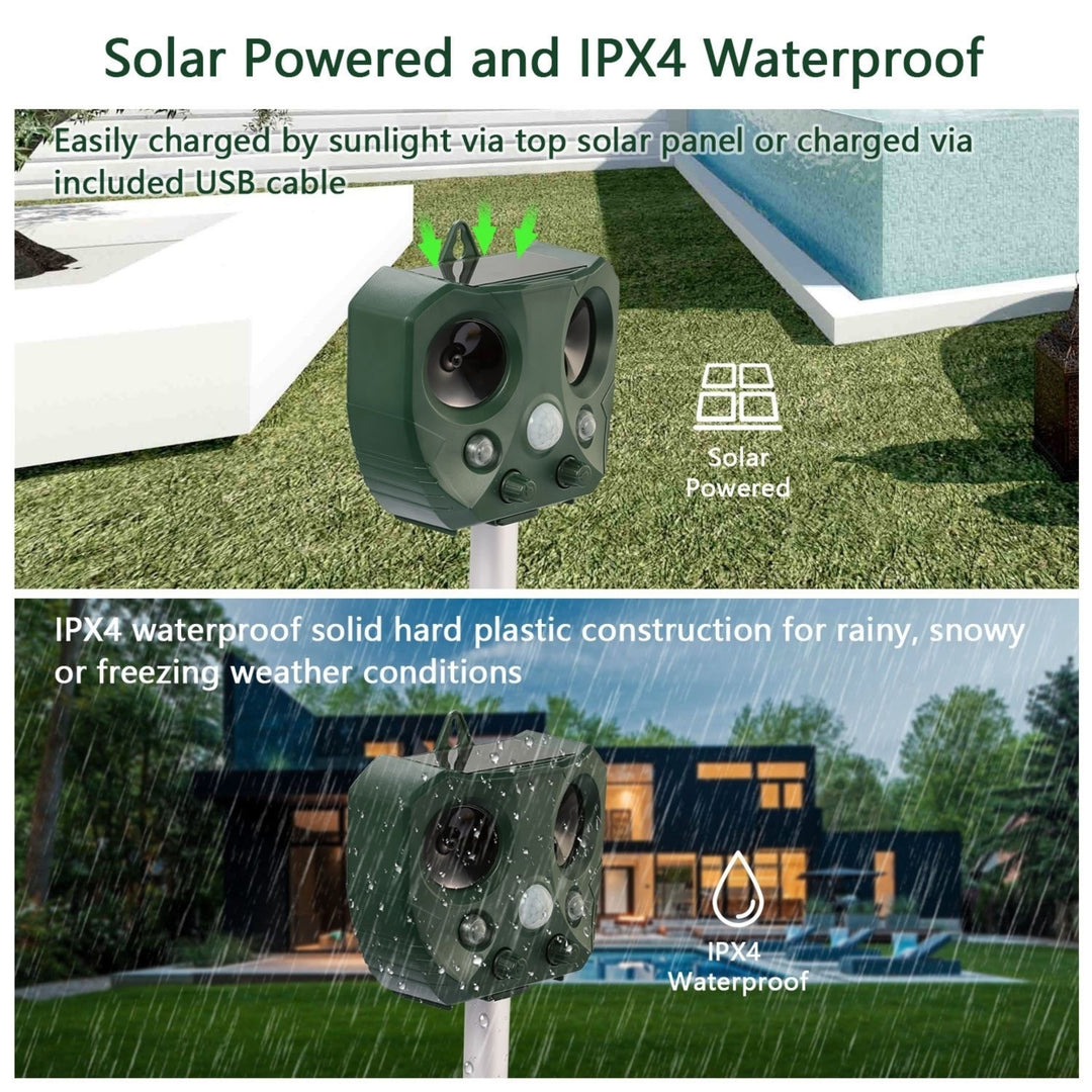 Ultrasonic Animal Repeller Solar Powered Repellent with Motion Sensor Image 4