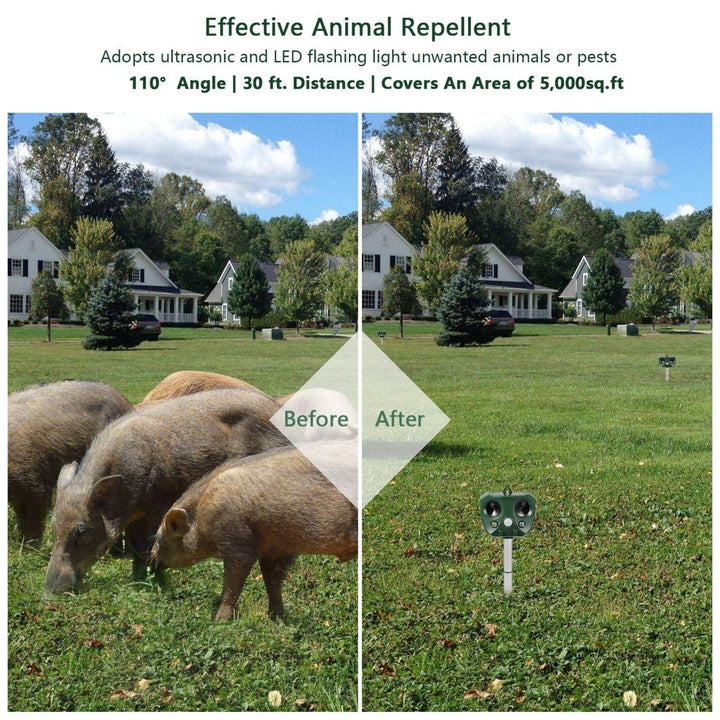 Ultrasonic Animal Repeller Solar Powered Repellent with Motion Sensor Image 8