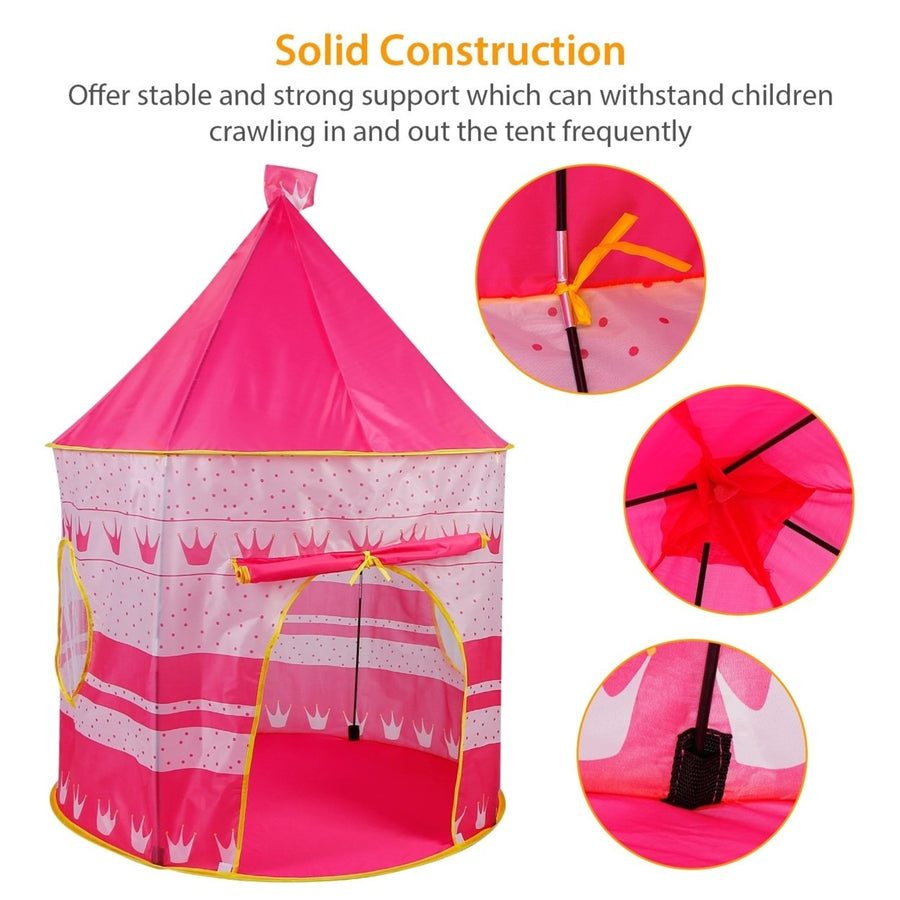 Kids Play Tent Foldable Pop Up Children Play Tent Portable Baby Play House Castle with Carry Bag Image 1
