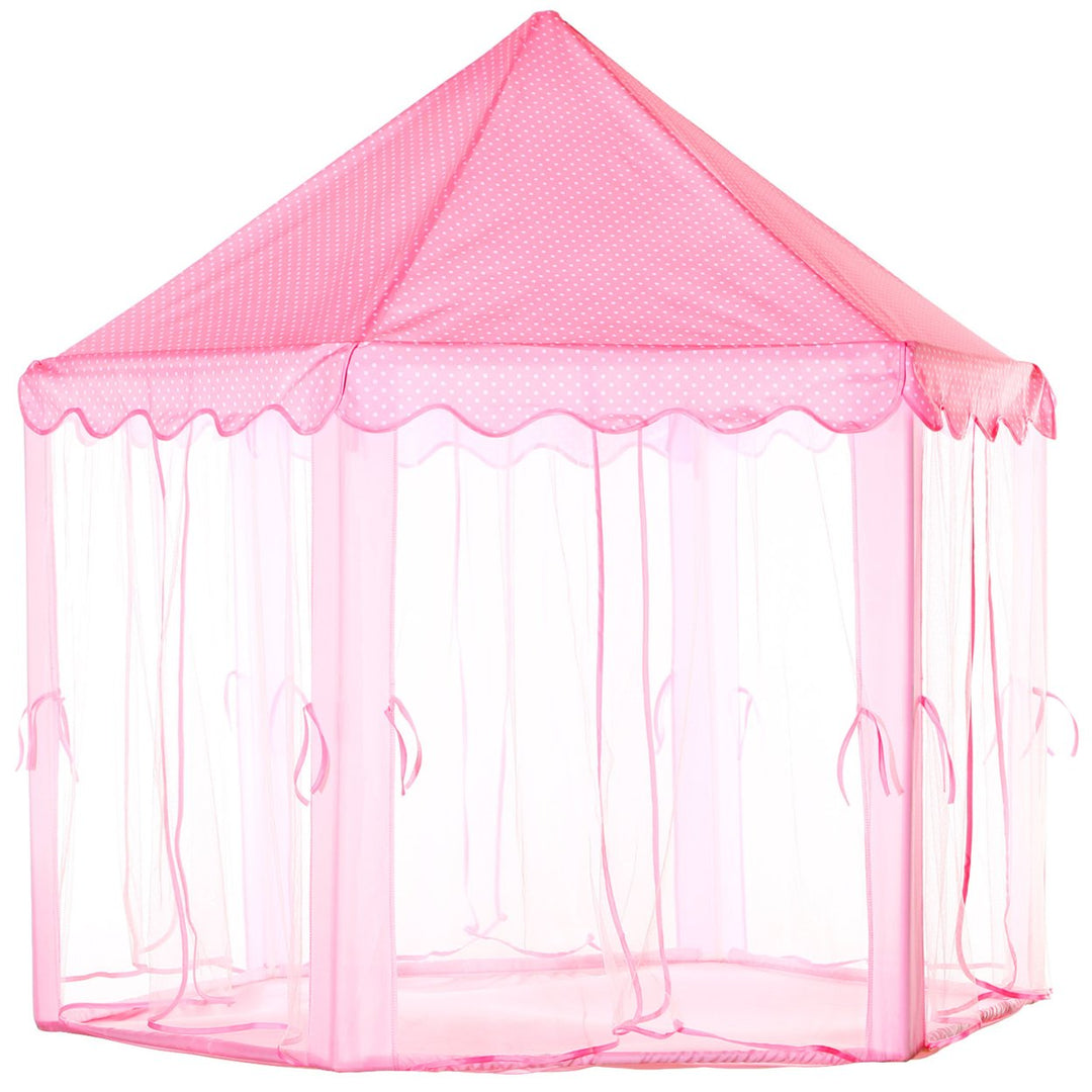 Kids Princess Play Tent Castle Pink 47in Indoor Outdoor Playhouse Large Space Image 1