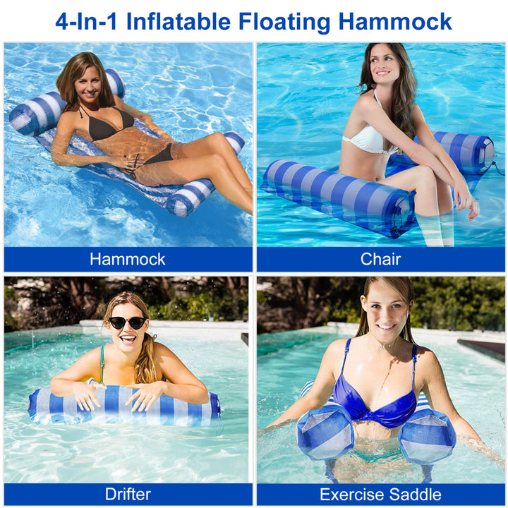 Swimming Pool Float Hammock Inflatable Water Hammock Rolling Floating Lounge Chair Drifter with 220LBS Load Image 1