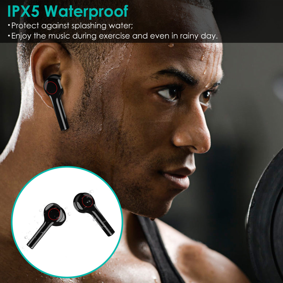 IPX5 Waterproof Wireless 5.0 TWS Earbuds Wireless Headsets Mic Magnetic Charging Case Battery Remain Display Image 6