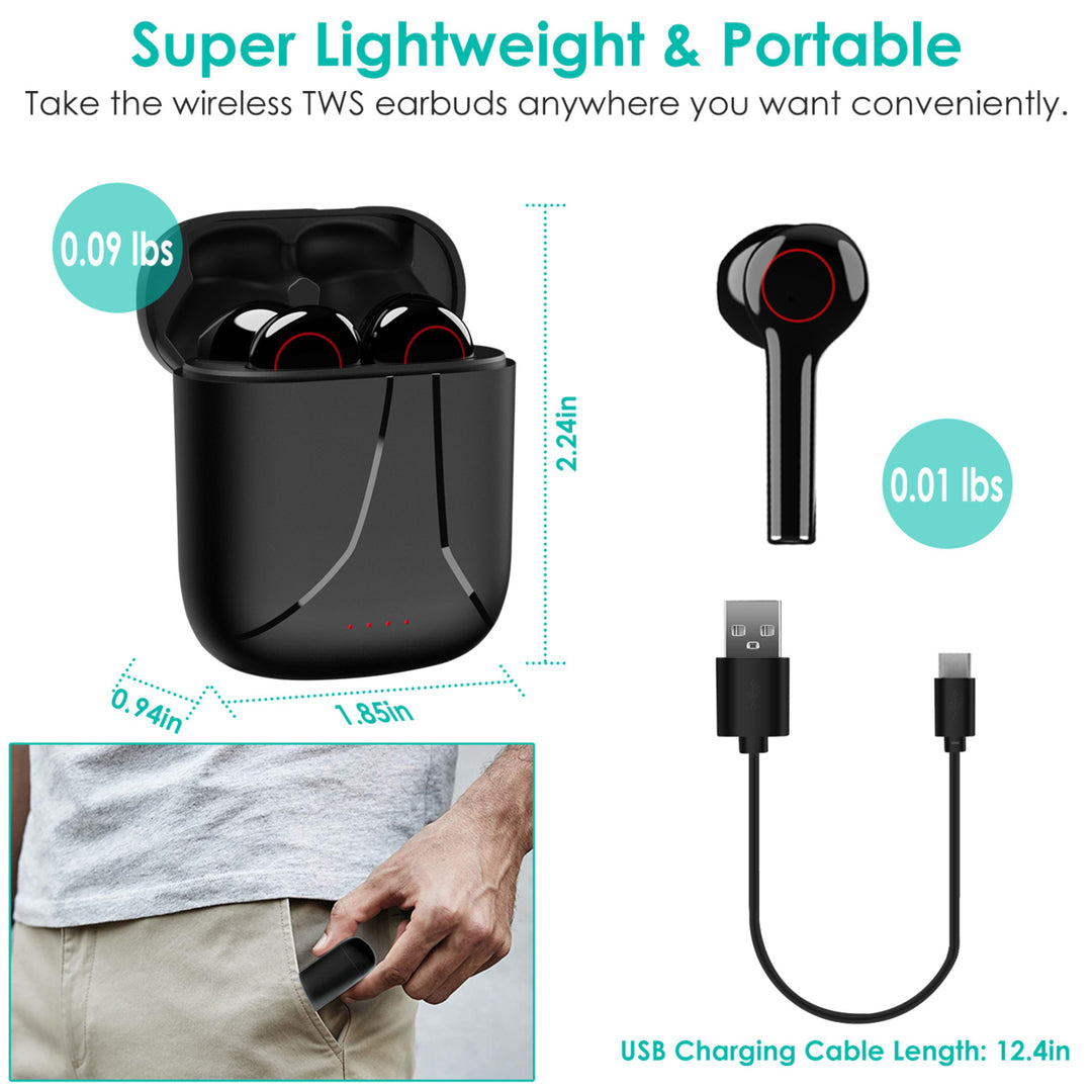 IPX5 Waterproof Wireless 5.0 TWS Earbuds Wireless Headsets Mic Magnetic Charging Case Battery Remain Display Image 7