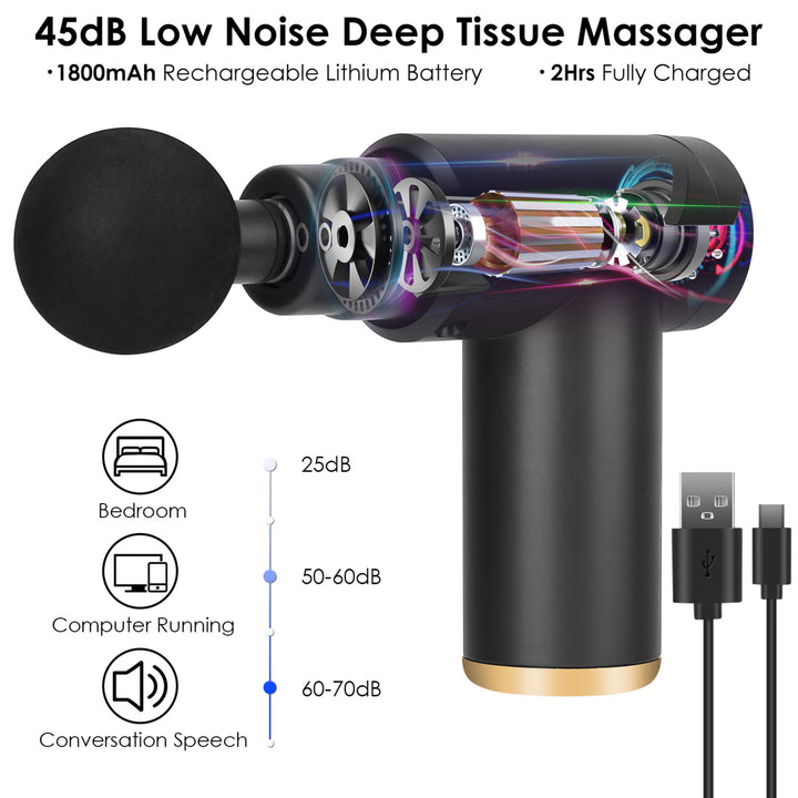 Percussion Massage Gun USB Type C Rechargeable Deep Tissue Vibration Massager Image 6