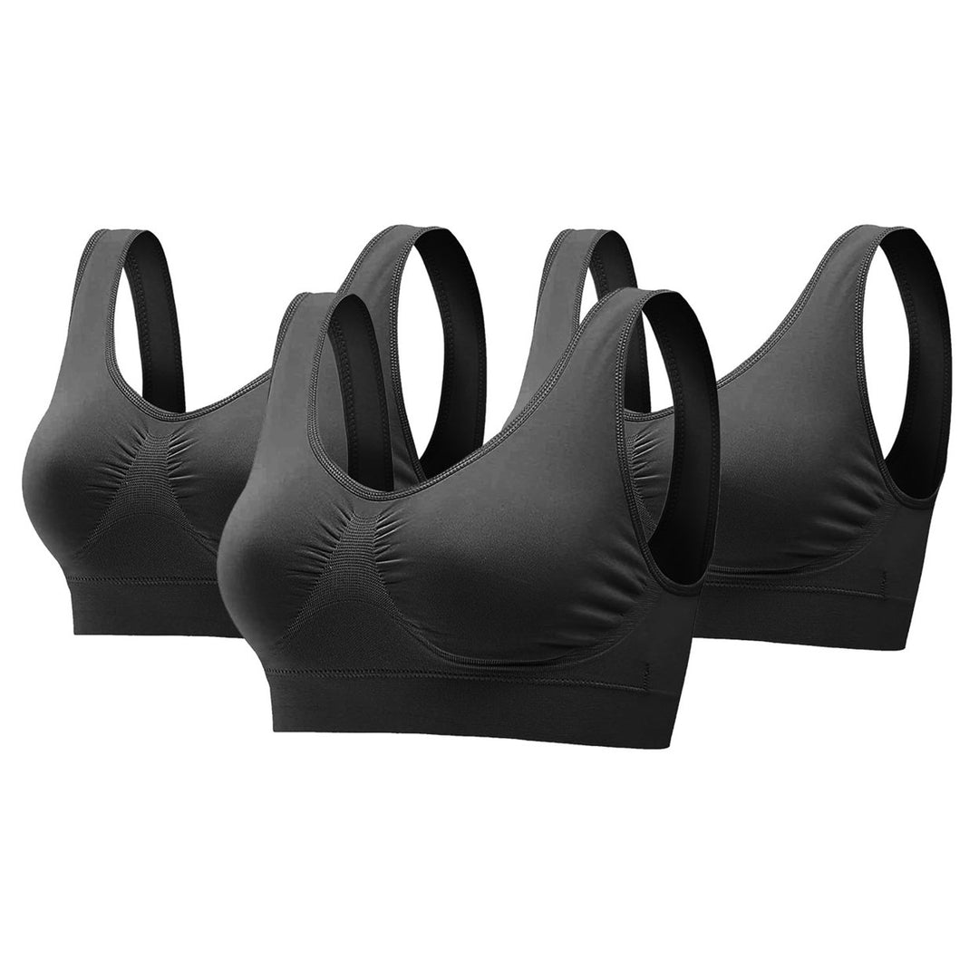 3 Pack Sport Bras For Women Seamless Wire-free Bra Light Support Tank Tops For Fitness Workout Sports Yoga Sleep Wearing Image 1