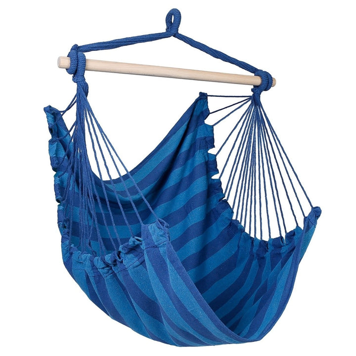 Hammock Hanging Chair Canvas Portable Patio Swing Seat 264lbs Capacity Blue Red Image 1