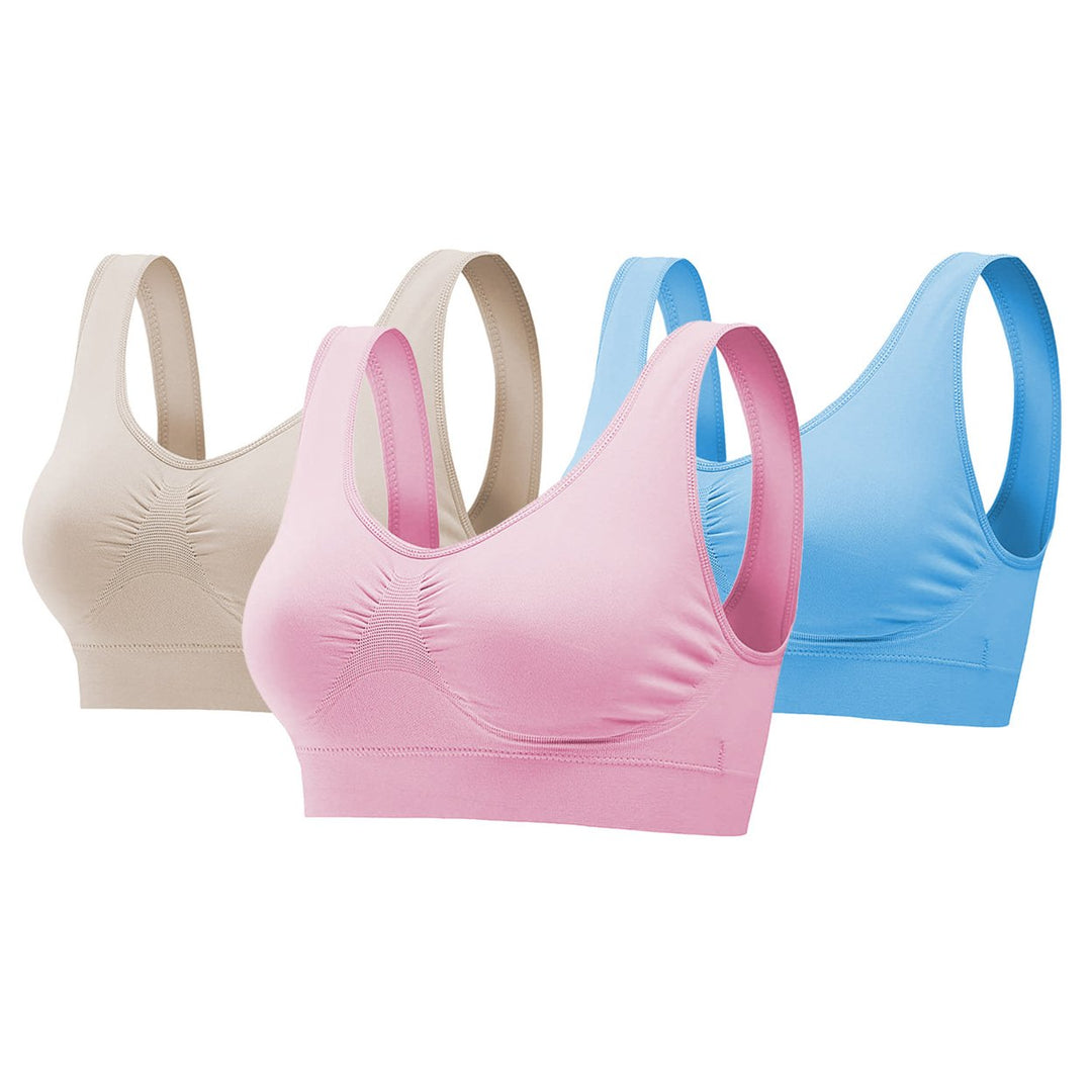 3 Pack Seamless Wire-free Sport Bras Women Light Support Tank Tops Yoga Fitness Image 1