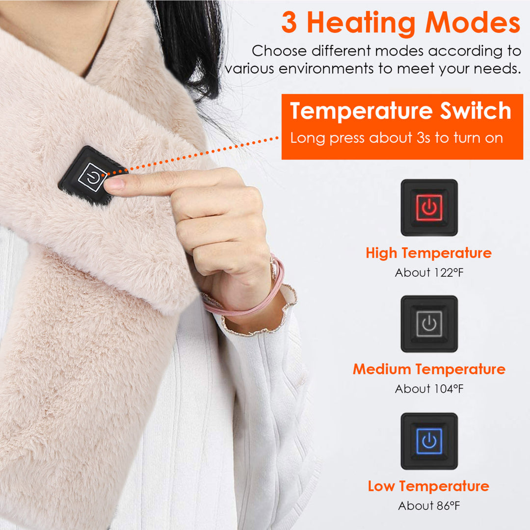Electric Heated Scarf USB Heating Neck Wrap Unisex Winter Heated Neck Shawl with 3Heating Modes Image 3