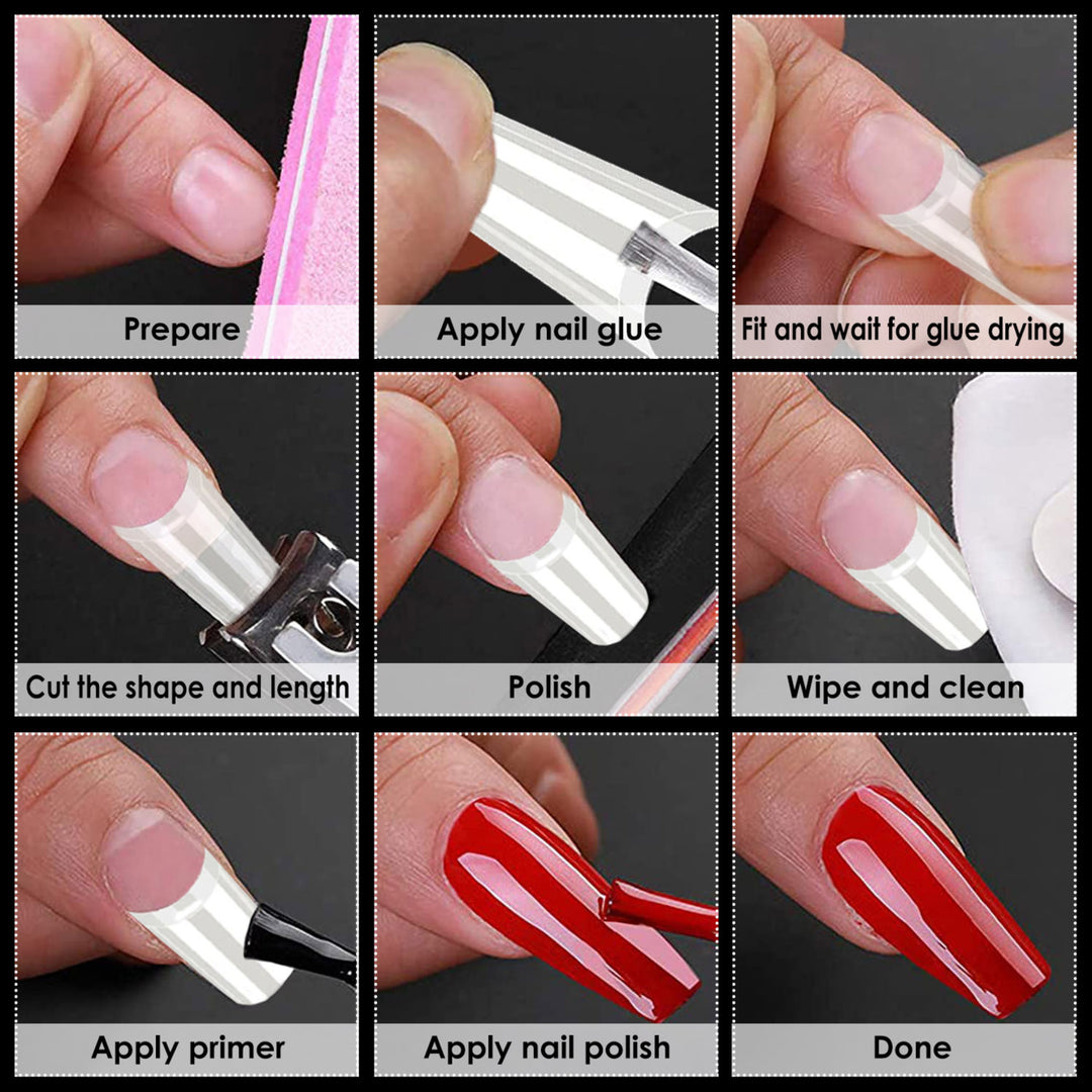 500Pcs False Nail Tips C Curve Half Cover French Nails Extra Long Fake Finger Nails 10Sizes Image 4