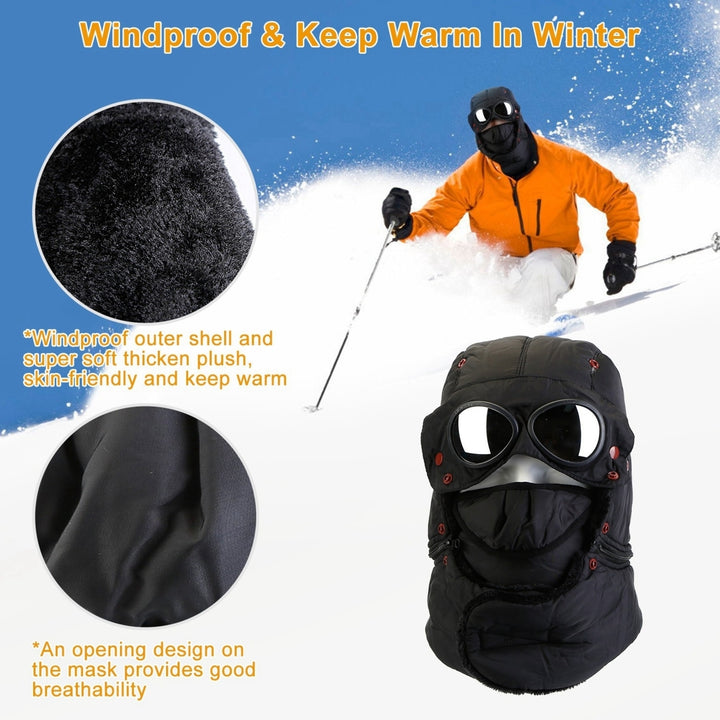 Unisex Thermal Winter Goggles Hat Warmth Trapper Trooper Cap Windproof Dustproof Image 3