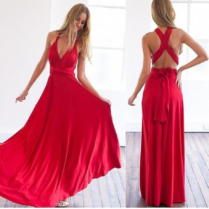 Women Multiway Wrap Bandage Long Dress Convertible Boho Evening Dress For Party Bridesmaids Image 2