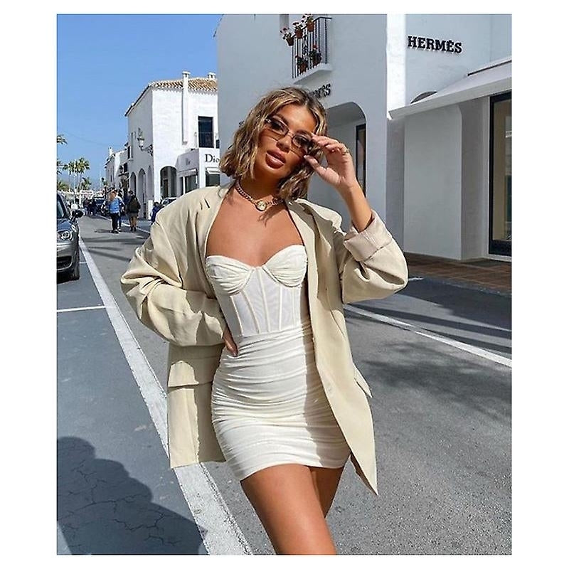 Ladies Sexy Bodycon Dress Corset Ruched Sling Mini Dress Women Evening Night Club Clothing Image 3