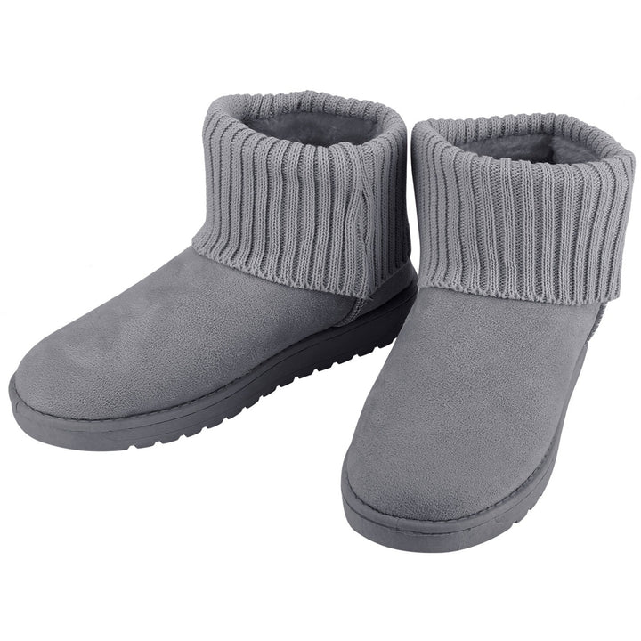 Women Lady Snow Boots Suede Mid-Calf Boot Shoe Short Plush Warm Lining Shoes Anti-slip Rubber Base Knitting Image 2