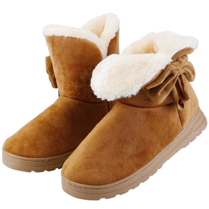 Women Ladies Snow Boots Super Soft Fabric Mid-Calf Winter Shoes Thickened Plush Warm Lining Shoes Image 3