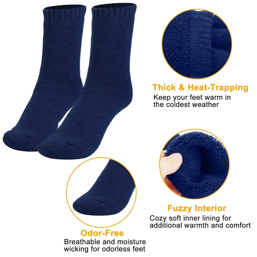 3 Pairs Men Warm Wool Socks Soft Cozy Winter Thermal Socks For Men Thick Heat-Trapping Moisture Wicking Socks Image 2