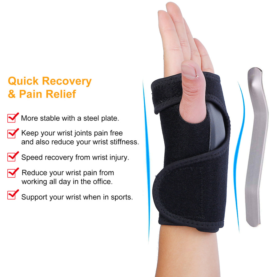 Wrist Support Brace Carpal Tunnel Wrist Brace Night Wrist Sleep Support Strap Thumb Hole Removable Splint Image 1