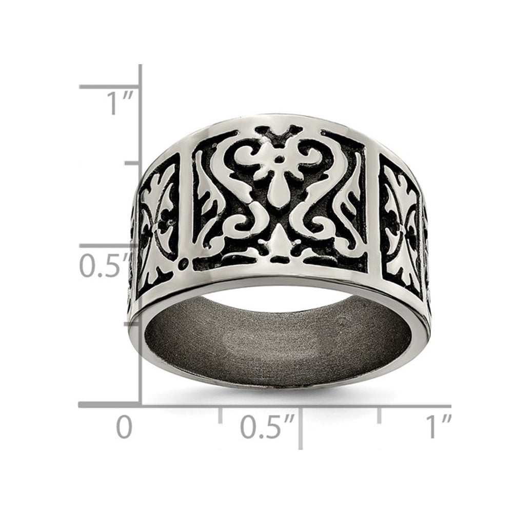 Mens Titanium Flat Casted Band Ring (14mm) Image 3