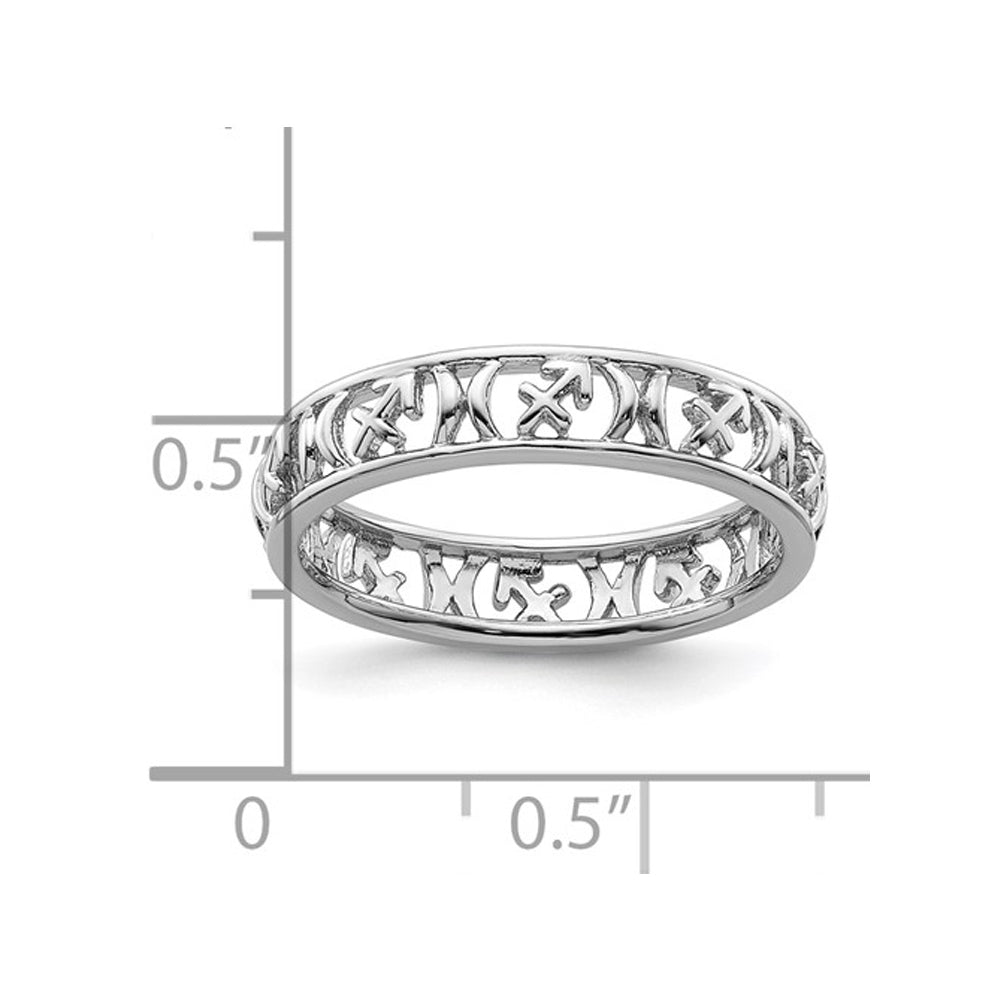 Sterling Silver Sagittarius Zodiac Astrology Ring Band Image 3