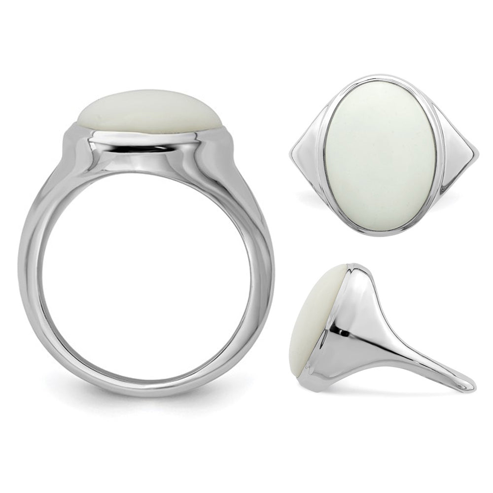 White Agate Ring in Polished Sterling Silver Image 4