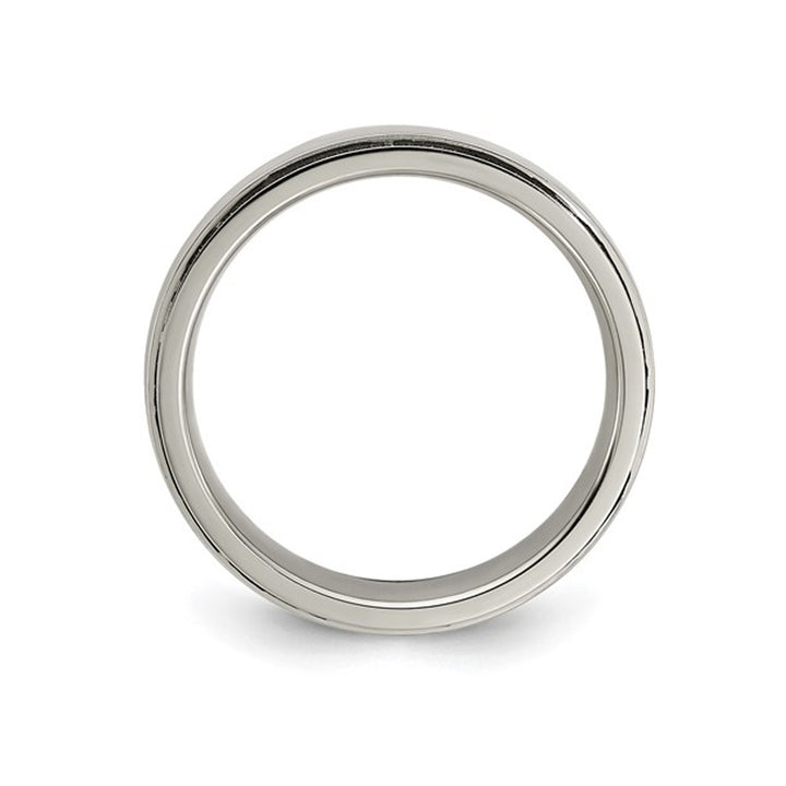 Ladies or Mens Titanium Brushed Step-Edge Band Ring (5mm) Image 2