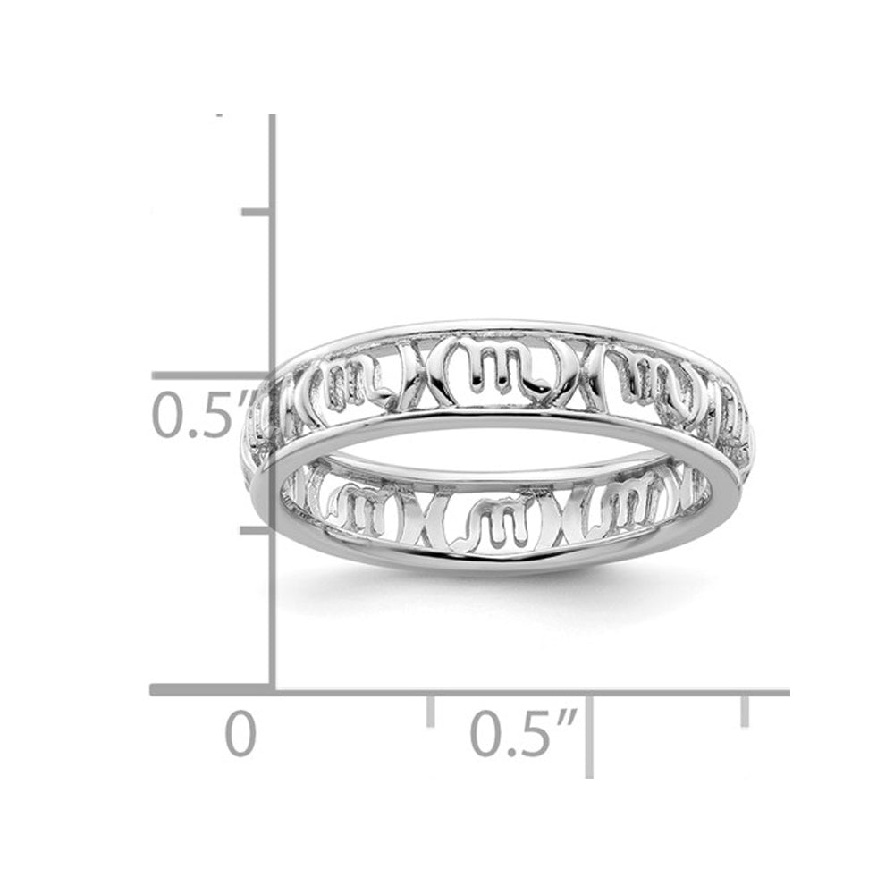Sterling Silver Scorpio Zodiac Astrology Ring Band Image 4