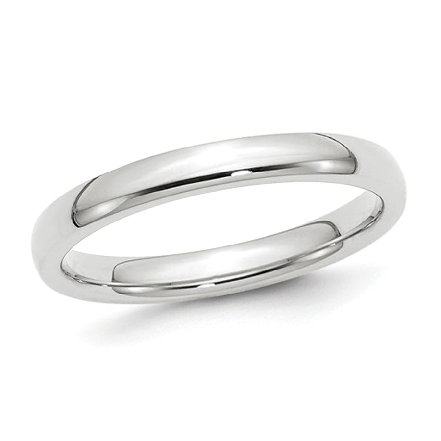 Ladies 10K White Gold 3mm Polished Wedding Band Ring Image 1