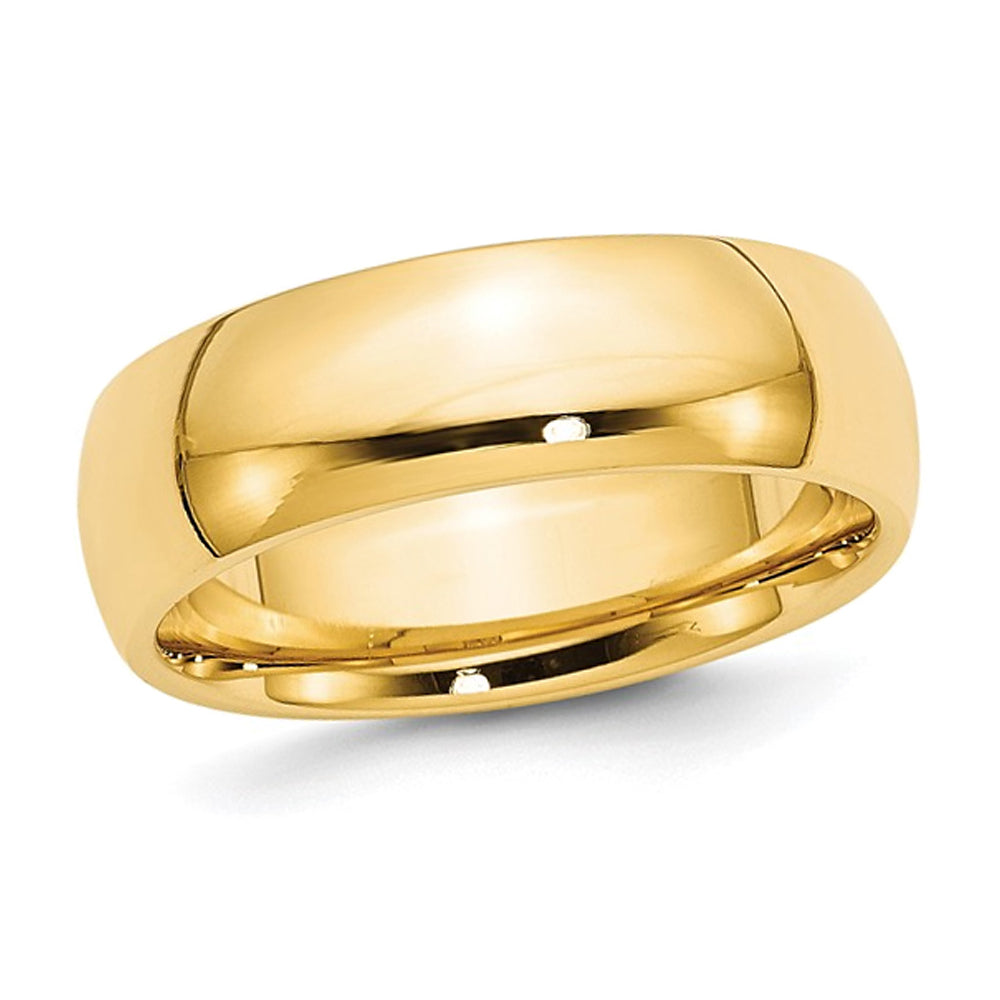 Mens 10K Yellow Gold 7mm Polished Wedding Band Ring Image 1