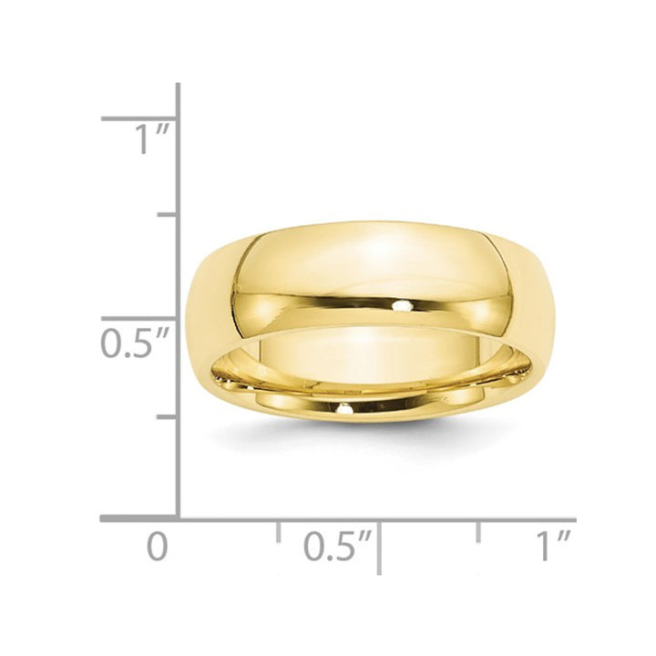 Mens 10K Yellow Gold 7mm Polished Wedding Band Ring Image 3