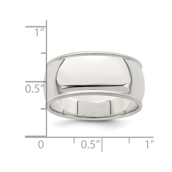Mens Milgrain Wedding Band Ring in Sterling Silver (9mm) Image 3